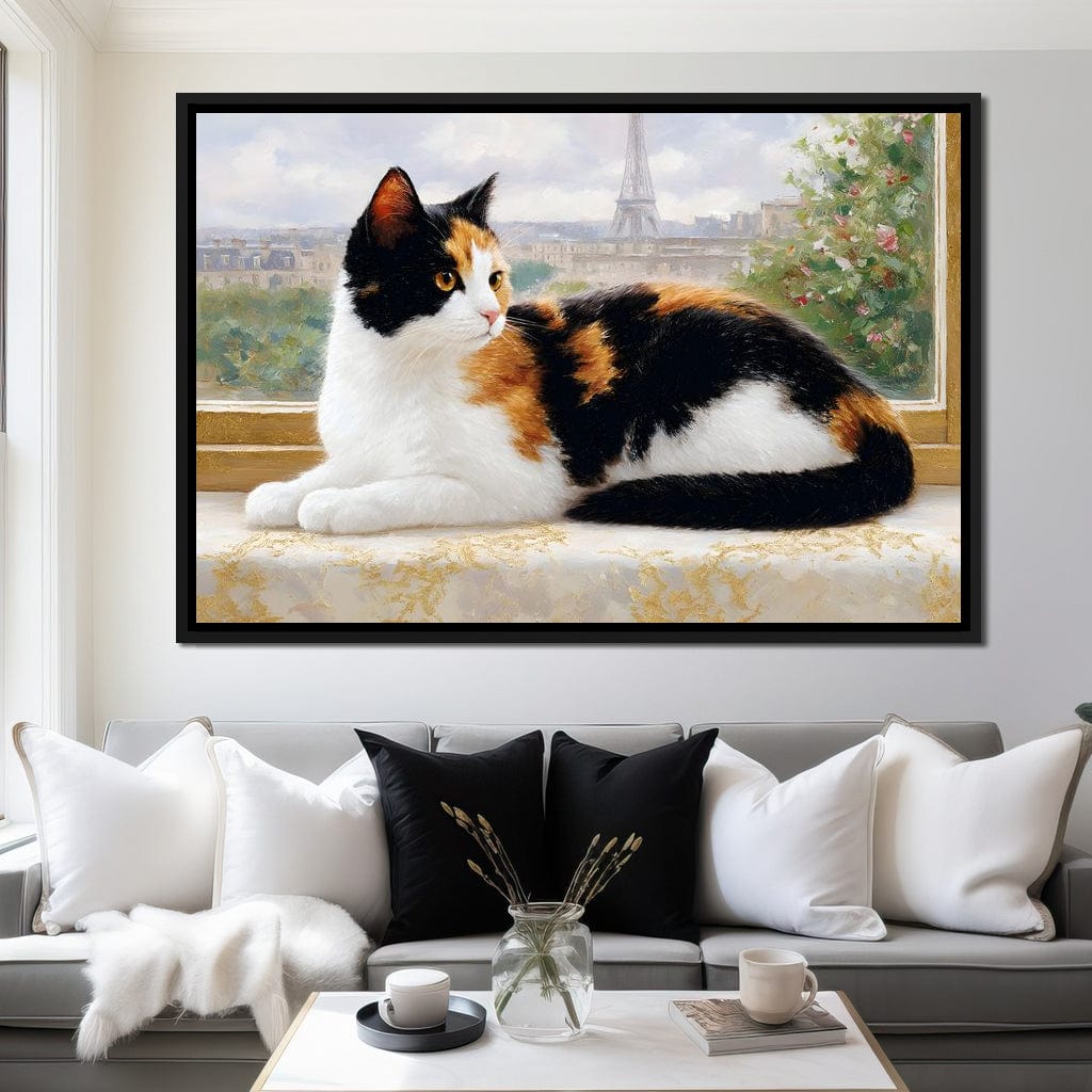 Parisian Feline Afternoon Canvas Wall Art