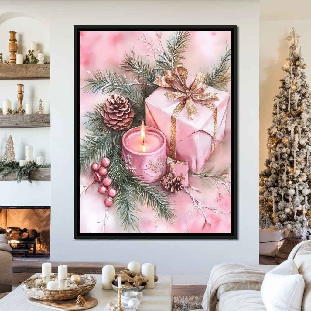 Festive Pine Gift Candle Radiance Canvas Wall Art