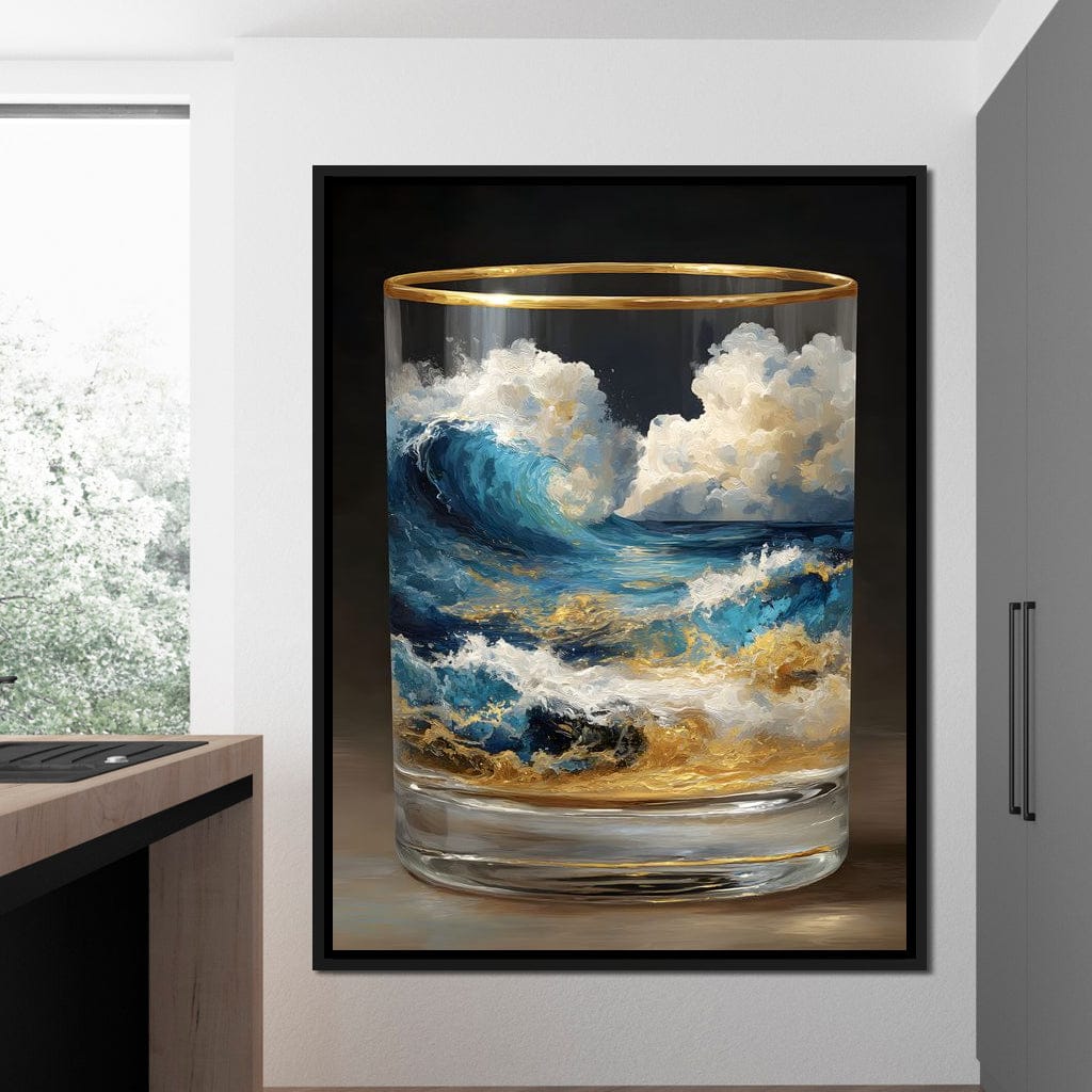 Ocean Storm Tumbler Gold Rim Canvas Wall Art
