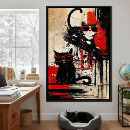 Cool Cats Red Shades Duo Canvas Wall Art