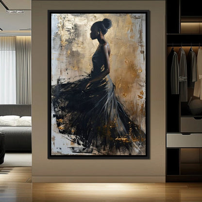 Golden Noir Elegance Canvas Wall Art