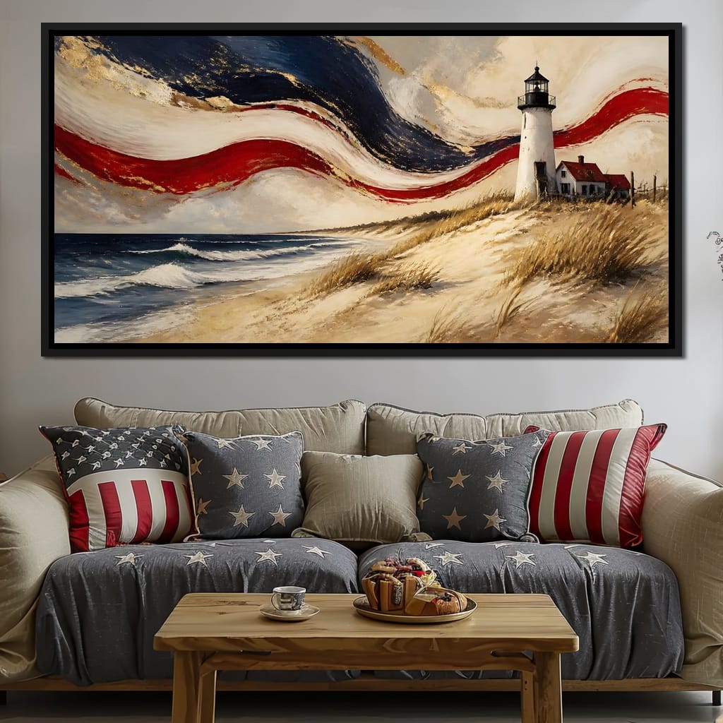 Coastal Beacon Of Freedom Canvas Wall Art