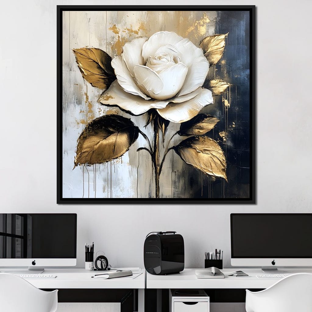 Golden Petals Against Contrast Canvas Wall Art