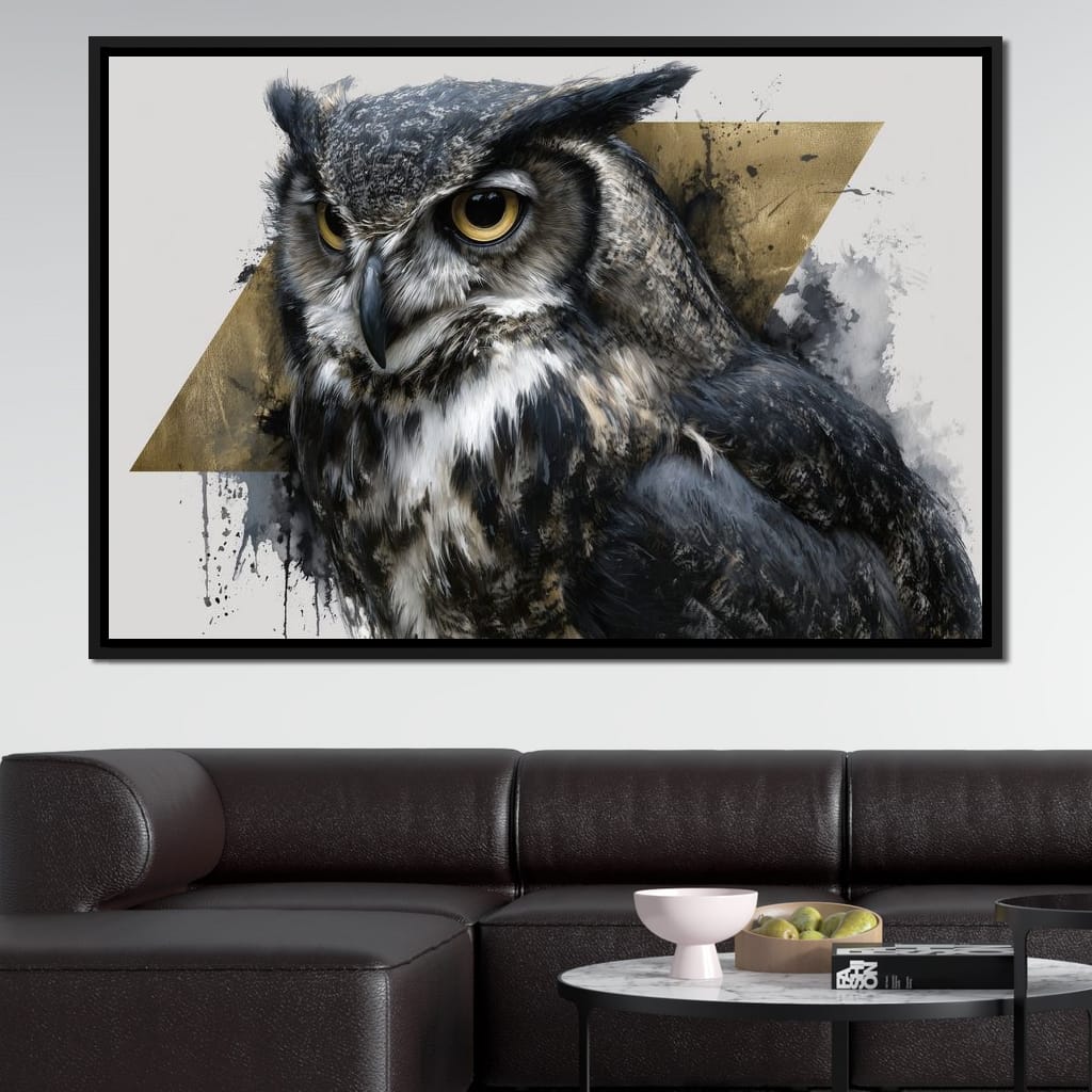Golden Eyed Owl Portrait Canvas Wall Art