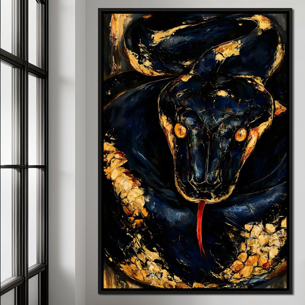 Gilded Coil Of Midnight Power Canvas Wall Art