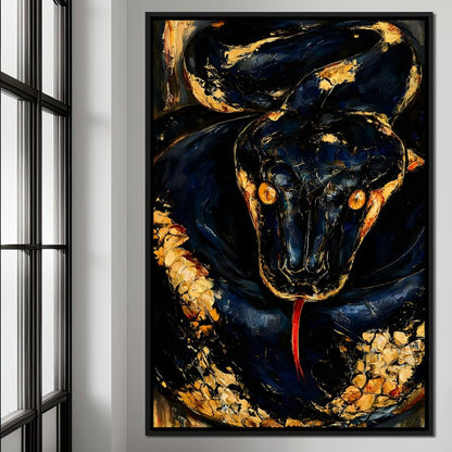 Gilded Coil Of Midnight Power Canvas Wall Art