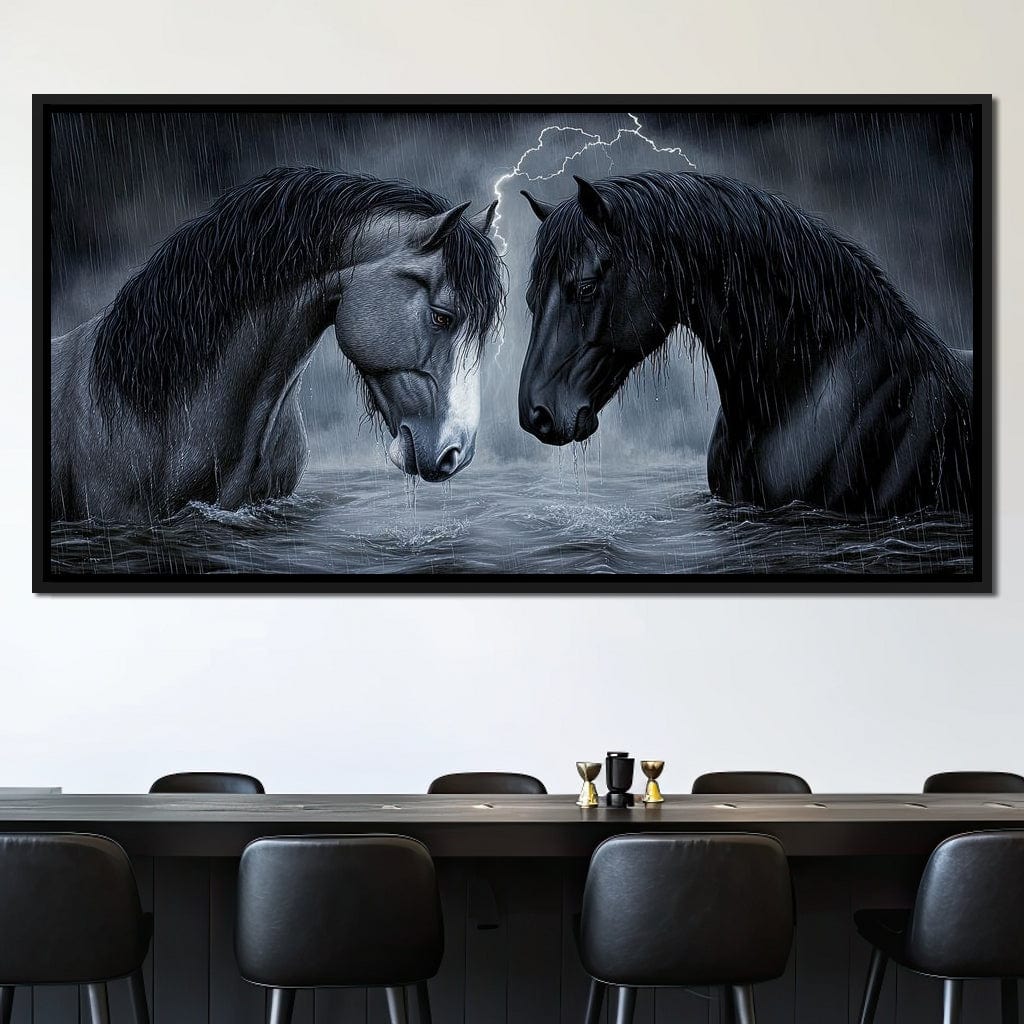 Dark Horses in the Storm Canvas Wall Art