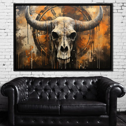 Bull Skull in the Gothic Twilight Canvas Wall Art