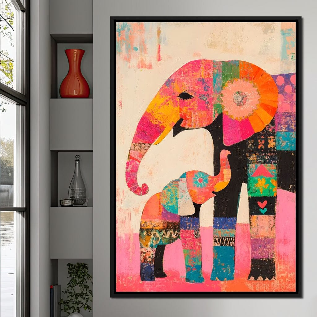 Elephant Patchwork Dreams Canvas Wall Art