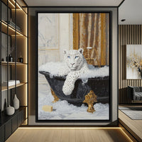 Majestic Snow Leopard Soak in Canvas Wall Art