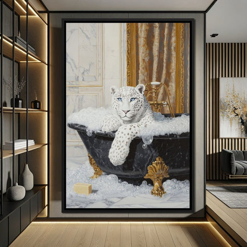 Majestic Snow Leopard Soak in Canvas Wall Art