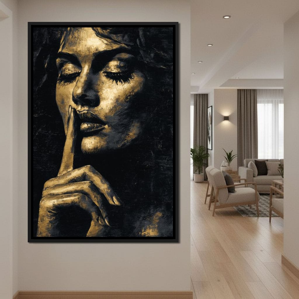 Golden Silence Portrait Muse Canvas Wall Art