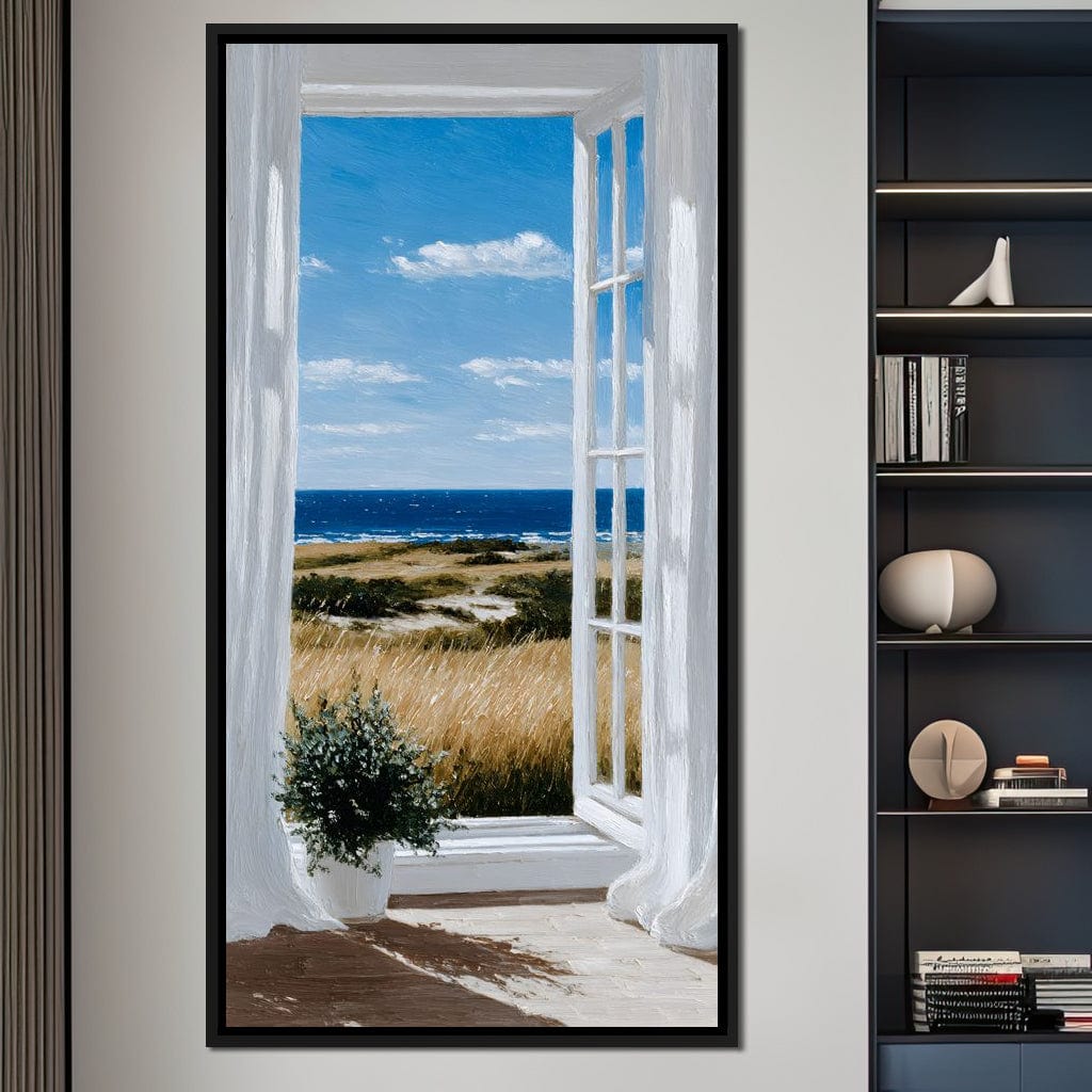 Open Window Ocean Breeze View Canvas Wall Art