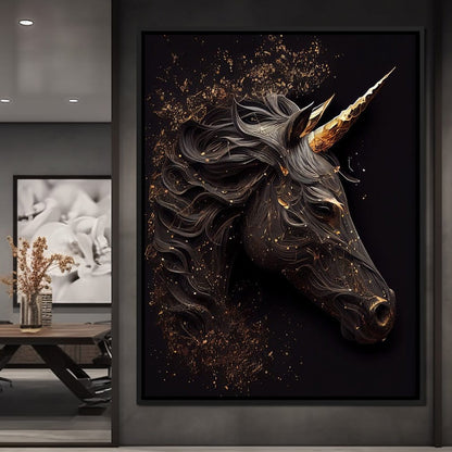 Black Unicorn Canvas Wall Art