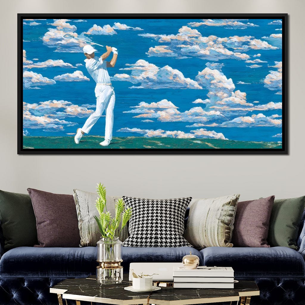 Swinging Through Dream Clouds Canvas Wall Art