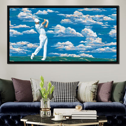 Swinging Through Dream Clouds Canvas Wall Art