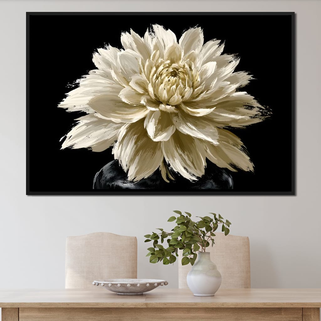 Pale Petals Held Against The Void Canvas Wall Art