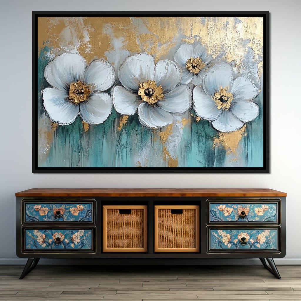 Golden Petals Dreamscape Blooms Canvas Wall Art
