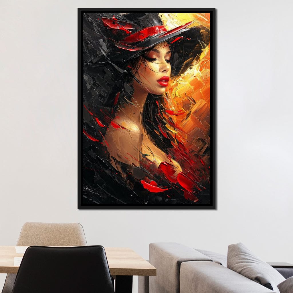 Fiery Elegance in Noir Canvas Wall Art