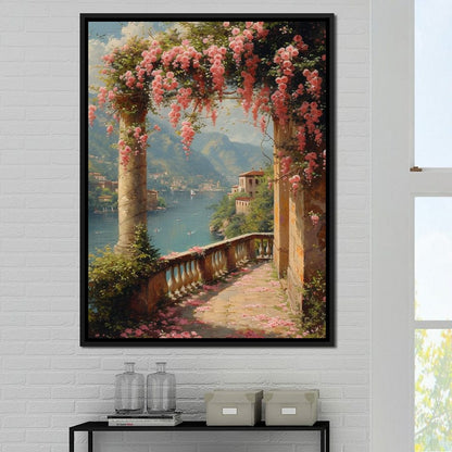 Blossomed Lakeside Retreat Canvas Wall Art