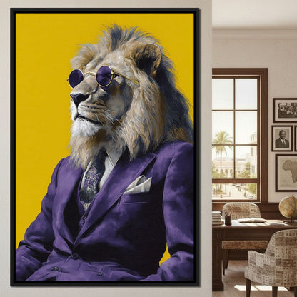 Regal Lion Boss Violet Suit Canvas Wall Art