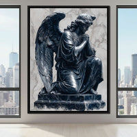 Midnight Marble Angel Prayer Canvas Wall Art