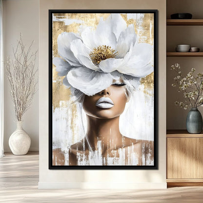 Petals of Golden Elegance Canvas Wall Art