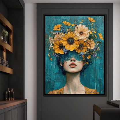 Golden Bloom Silhouette Canvas Wall Art