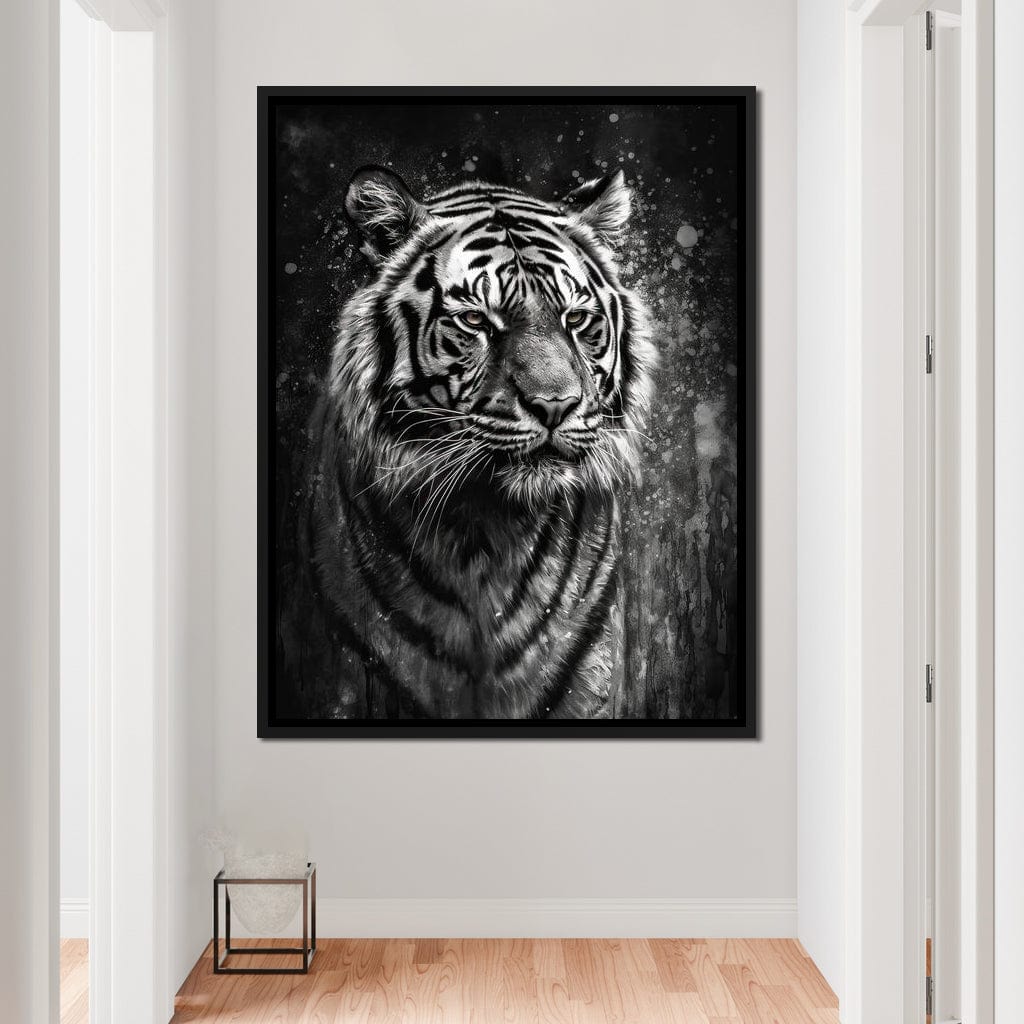 Tiger in Black & White Canvas Wall Art