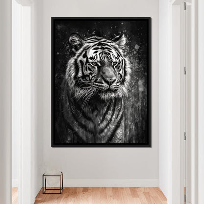 Tiger in Black & White Canvas Wall Art