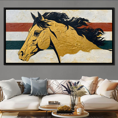 Golden Stallion Portrait Canvas Wall Art