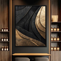 Grey and Gold Wooden Waves 004 Canvas Wall Art