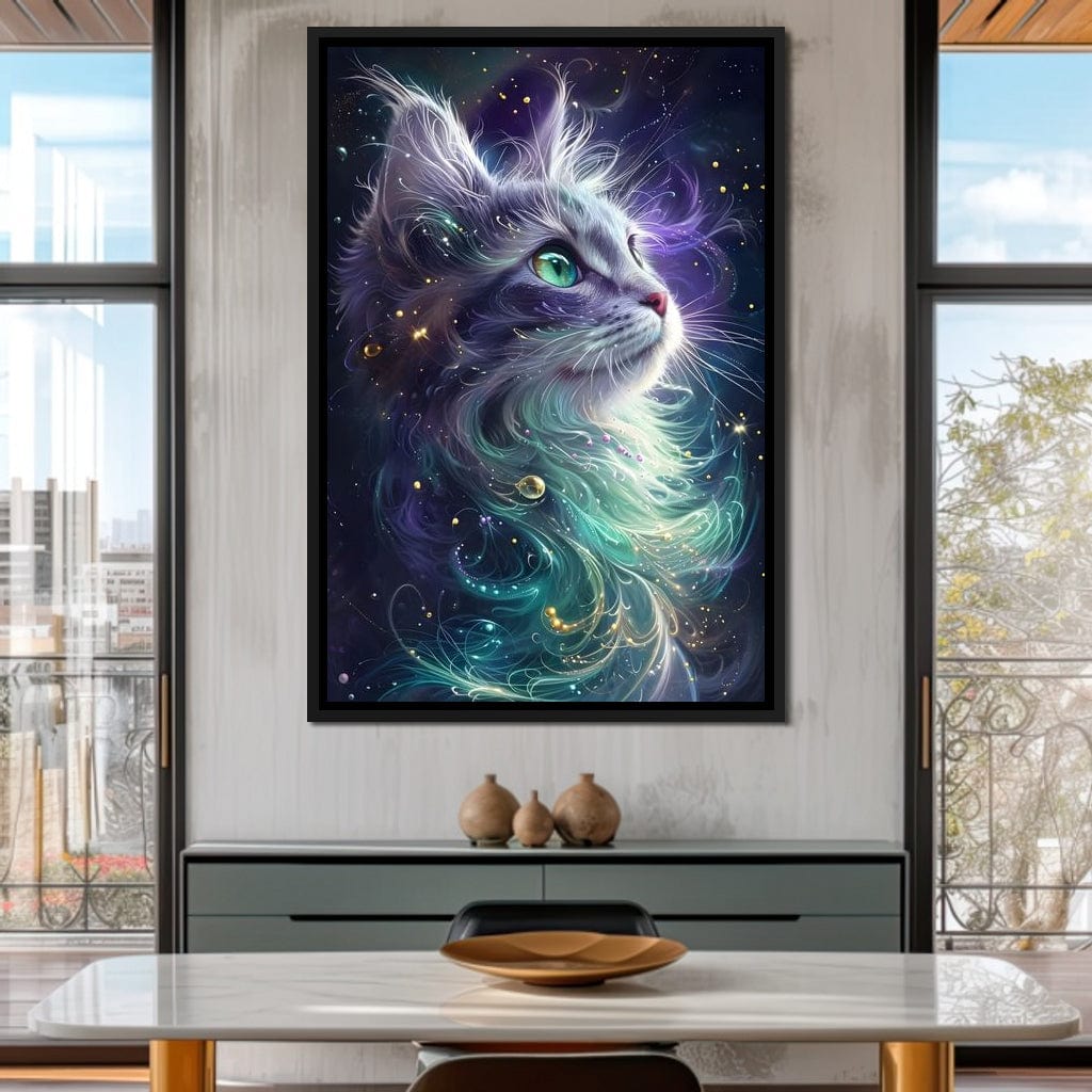 Starlit Feline Nebula Dreams Canvas Wall Art