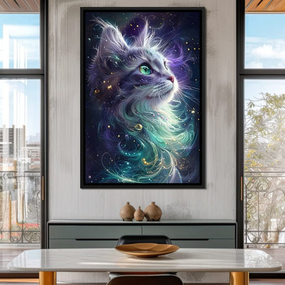 Starlit Feline Nebula Dreams Canvas Wall Art