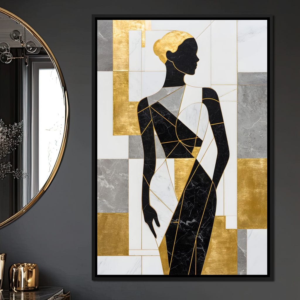 Golden Marble Muse Silhouette Canvas Wall Art