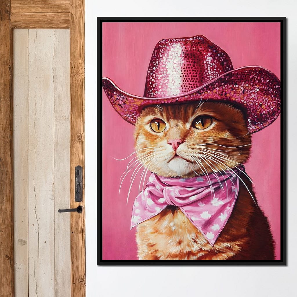 Pink Rodeo Cat Swagger Canvas Wall Art