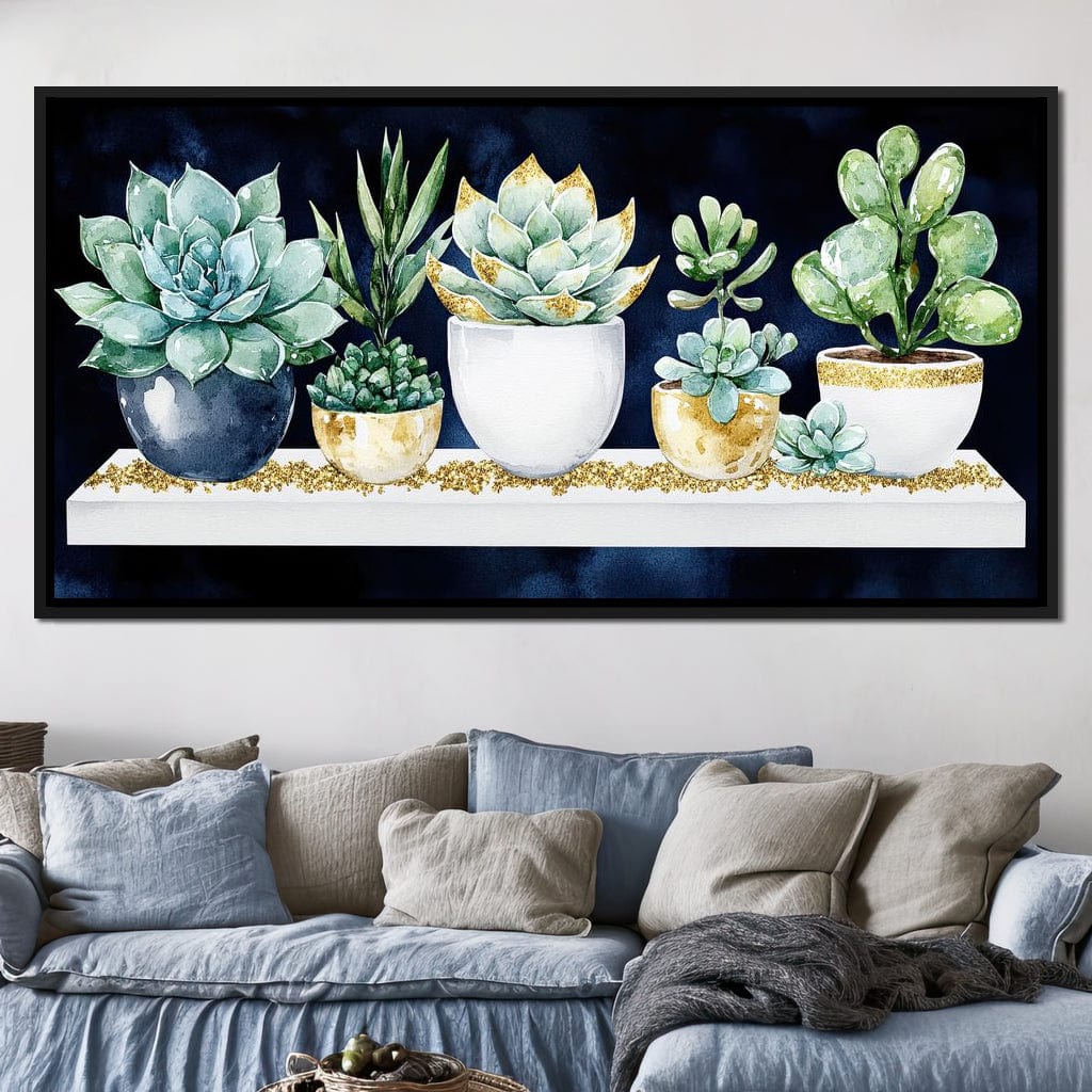 Succulent Symphony in Green Canvas Wall Art