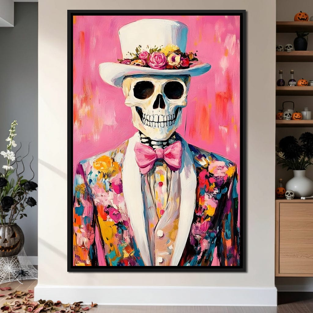 Dapper Skeleton Floral Jubilee Canvas Wall Art