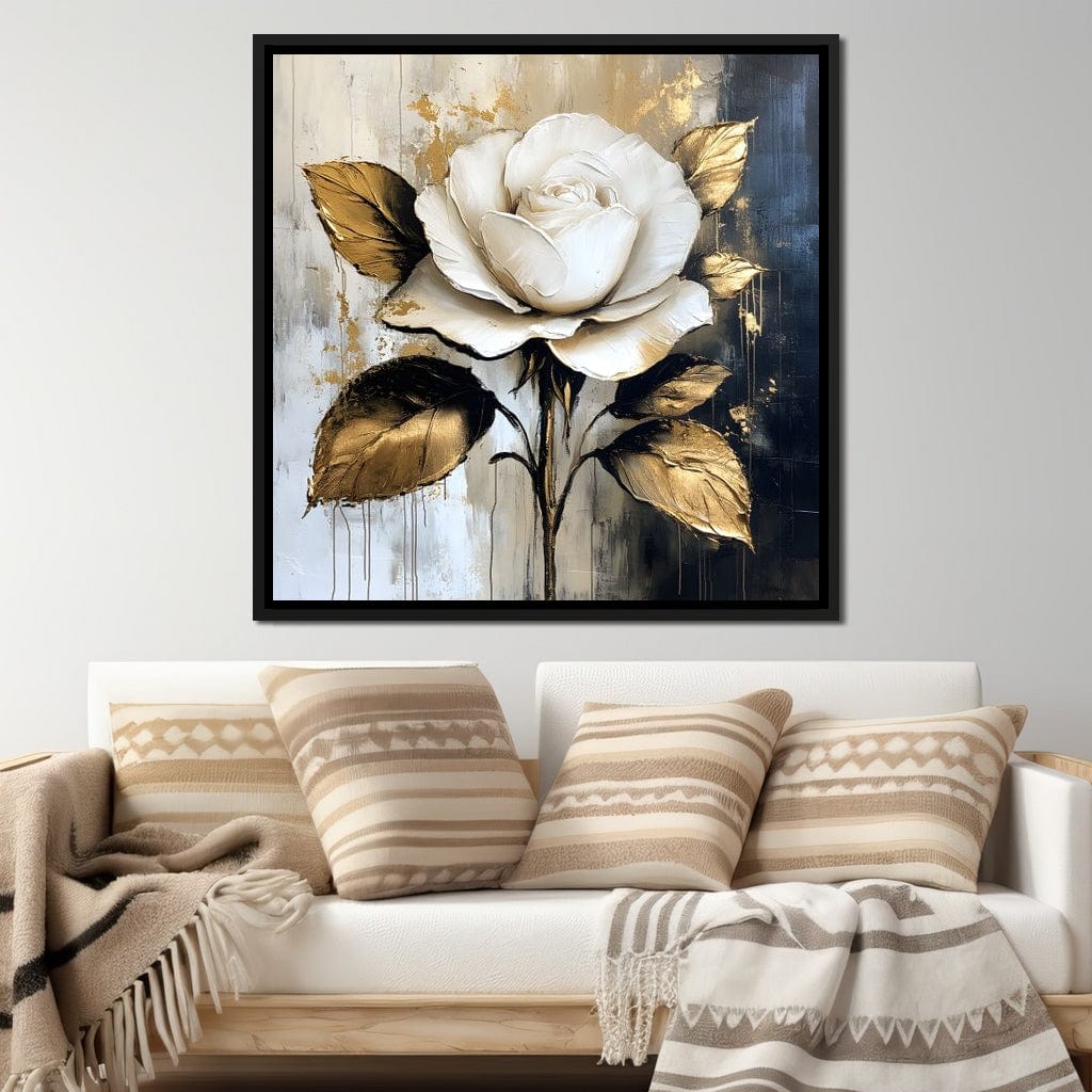 Golden Petals Against Contrast Canvas Wall Art