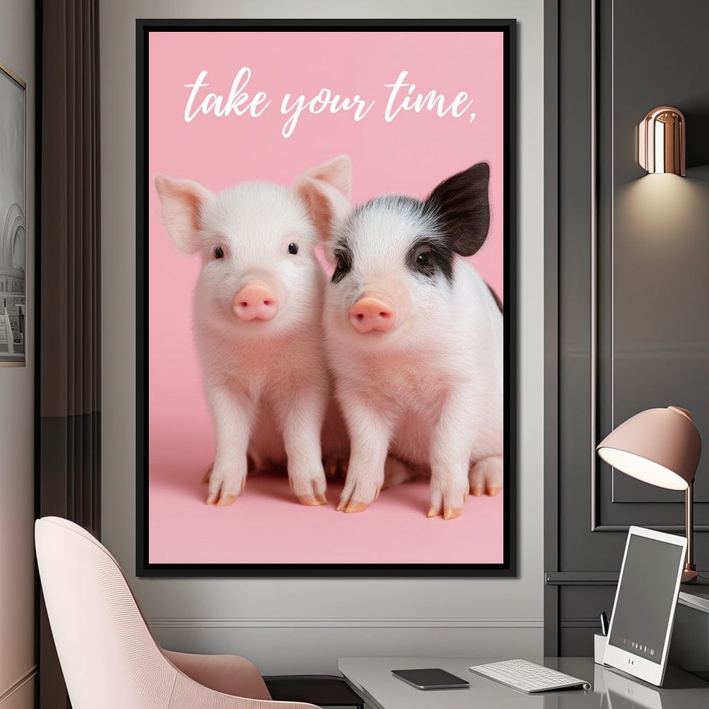Take Your Time Piglet Pals Canvas Wall Art