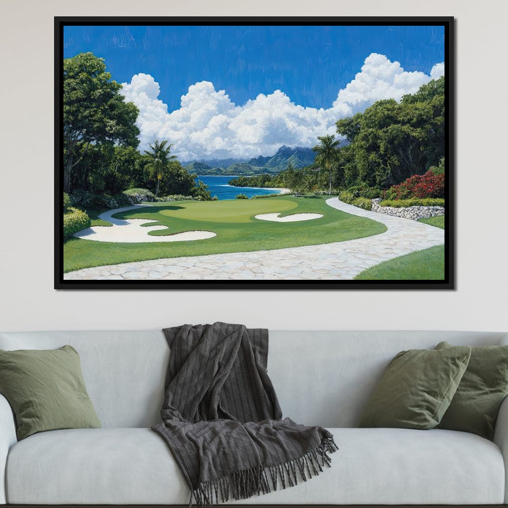 Tranquil Shoreline Golf Retreat Canvas Wall Art