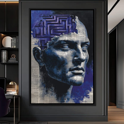 Cobalt Labyrinth Mindscape Canvas Wall Art