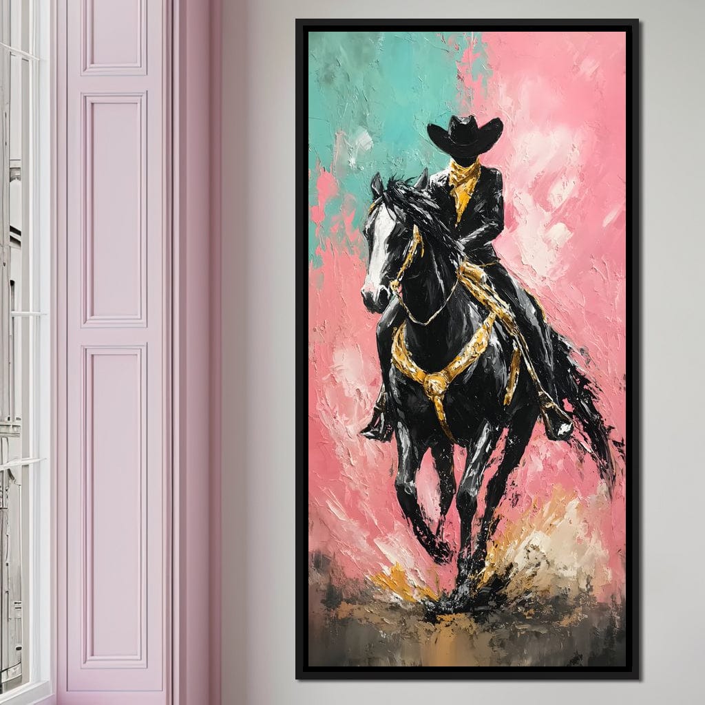 Galloping Western Stallion Energy Canvas Wall Art