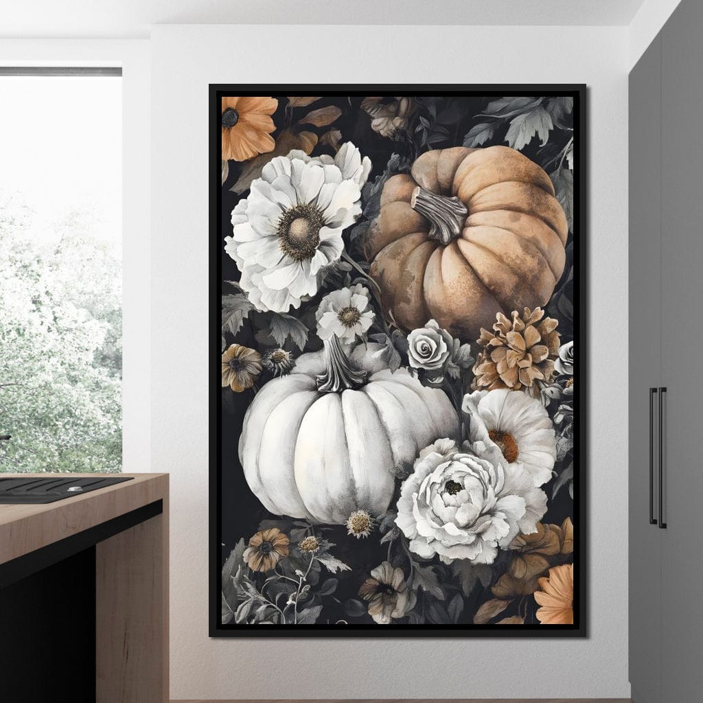 Autumn Pumpkin Floral Reverie Canvas Wall Art