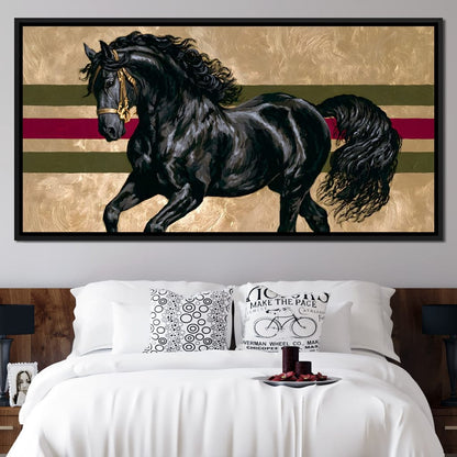 Golden Galloping Stallion Canvas Wall Art