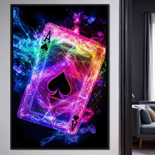 Ace of Spades Neon Burst Canvas Wall Art