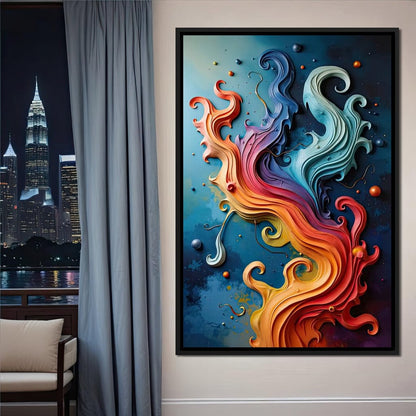Flowing Rainbow Abstract Canvas Wall Art