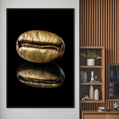 Golden Coffee Bean Reflection Canvas Wall Art