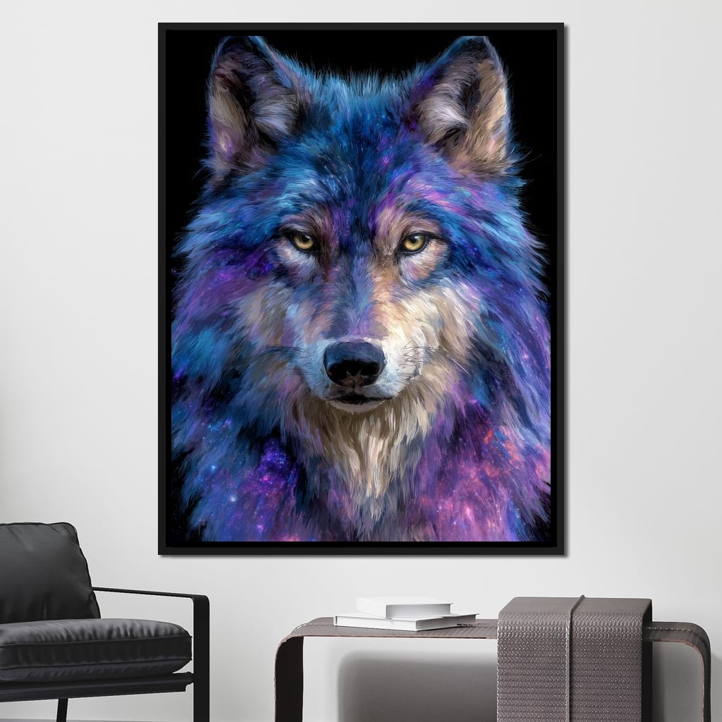 Galactic Wolf Night Watcher Canvas Wall Art