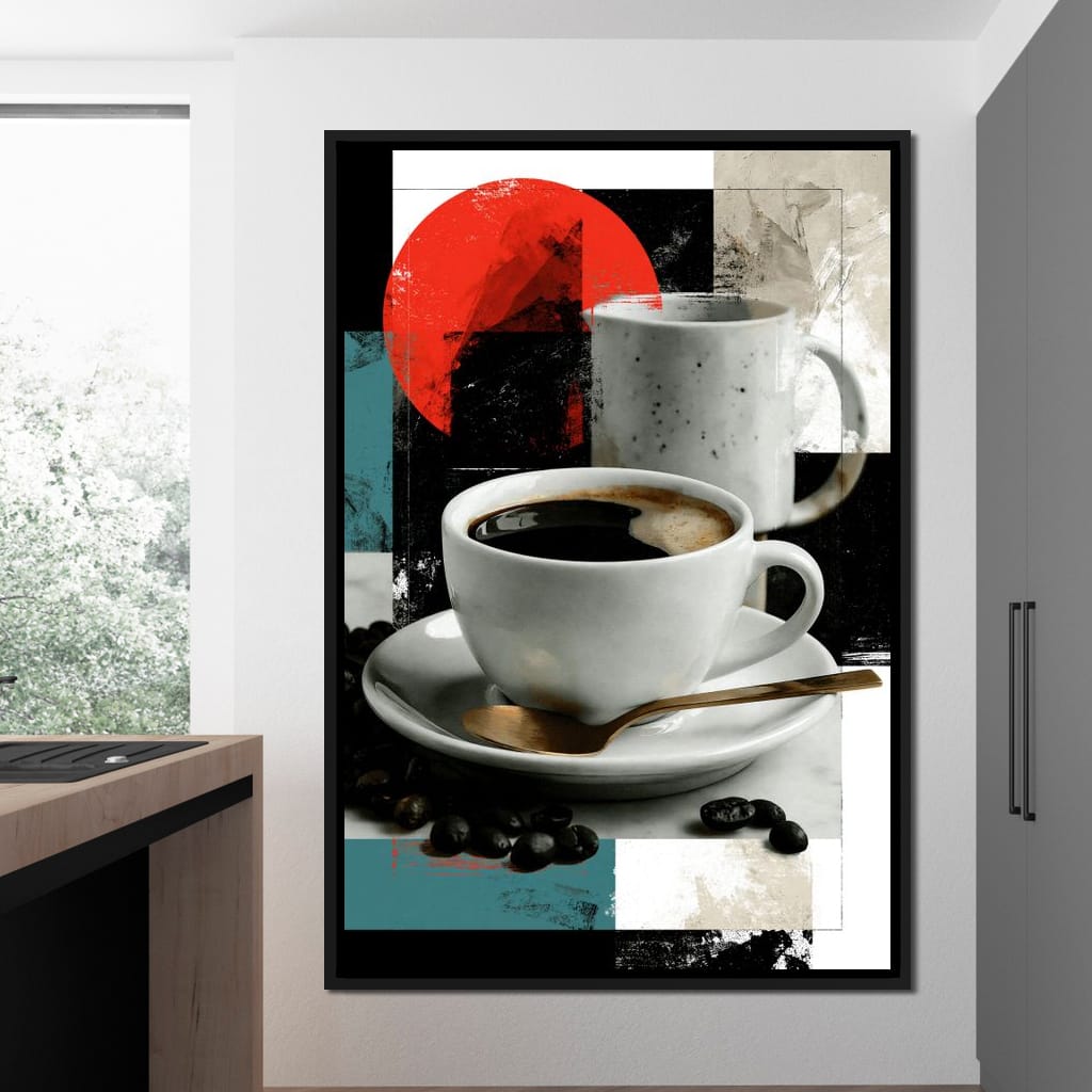 Morning Rituals Within Geometric Forms Canvas Wall Art